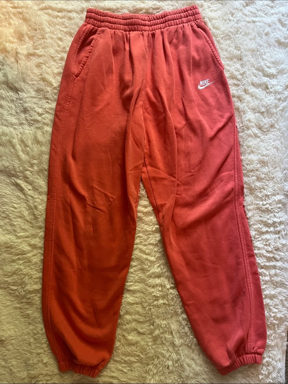 Nike Kids Coral-Red Jogger Sweatpants with Logo